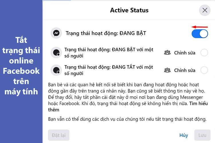 cách tắt trạng thái online trên facebook