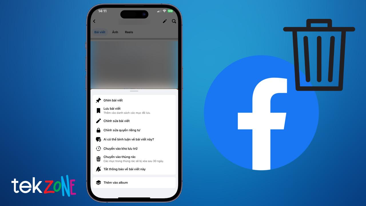 cách xóa bài viết trên facebook